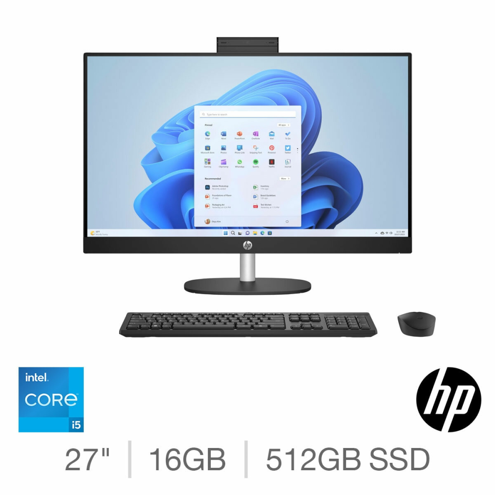 HP, Intel Core i5, 16GB RAM, 512GB SSD, 27 Inch All in One Desktop PC, 27-cr0055na