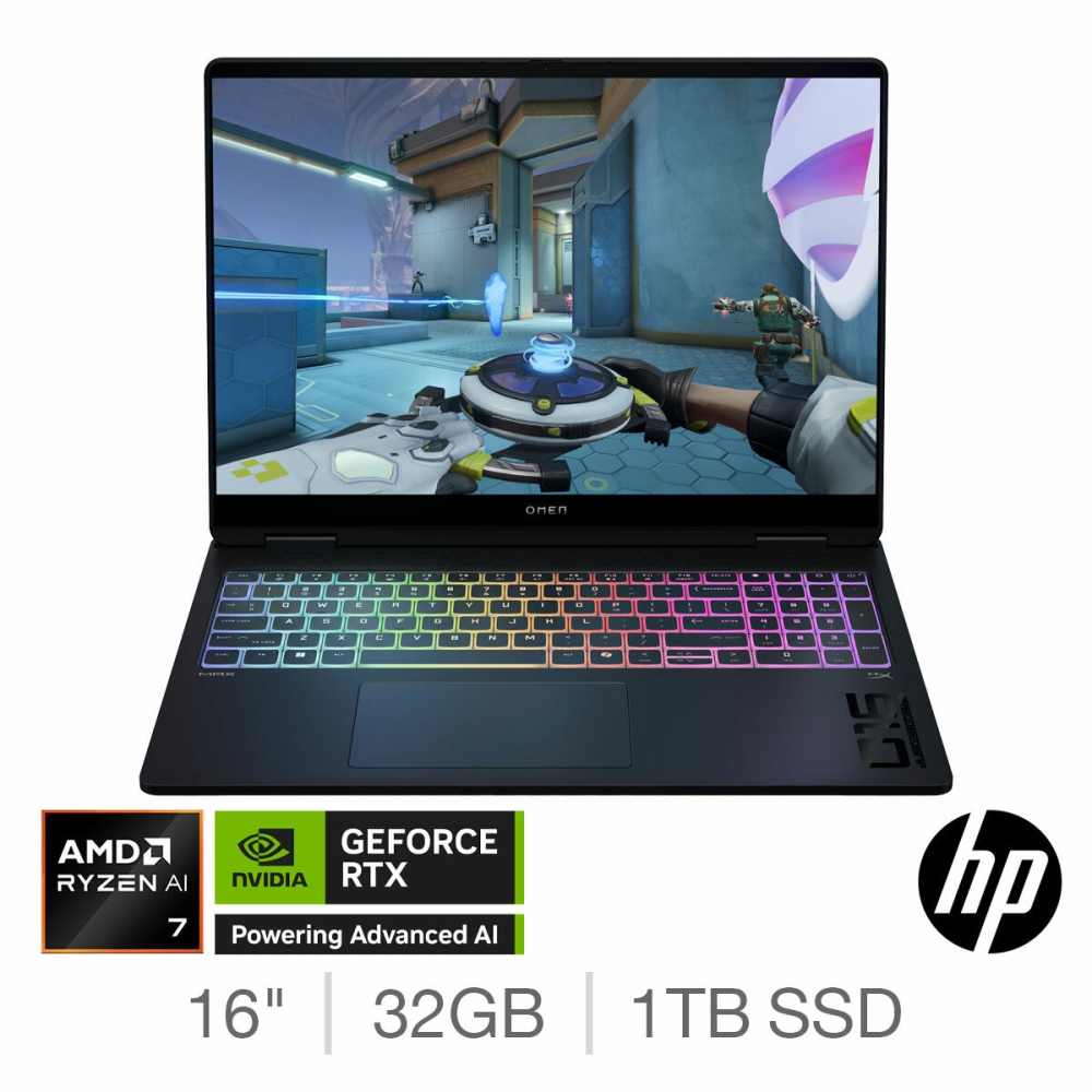 HP OMEN Max, AMD RYZEN AI 7, 32GB RAM, 1TB SSD, NVIDIA GeForce RTX 5070 Ti, 16 Inch Gaming Laptop, 16-fak0002na