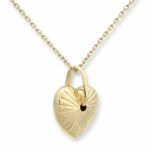14ct Yellow Gold Textured Heart Drop Pendant - Image 6
