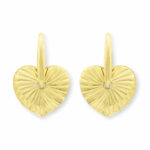 14ct Yellow Gold Textured Heart Drop Earrings - Image 7