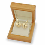 14ct Yellow Gold Textured Heart Drop Earrings - Image 9