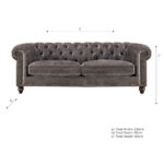 Allington 3 Seater Grey Fabric Chesterfield Sofa - Image 10