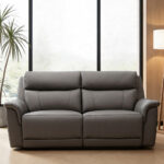 Oscar Grey Leather Power Reclining Large 2 Seater Sofa with Power Headrest - Image 4