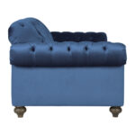 Bordeaux Button Back Blue Velvet 4 Seater Sofa - Image 9