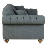 Bordeaux Button Back Blue Fabric 3 Seater Sofa - Image 12