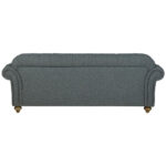 Bordeaux Button Back Blue Fabric 3 Seater Sofa - Image 13