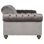 Bordeaux Button Back Grey Velvet 3 Seater Sofa - Image 9