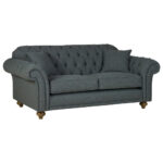 Bordeaux Button Back Blue Fabric 2 Seater Sofa - Image 7