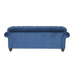 Bordeaux Button Back Blue Velvet 2 Seater Sofa - Image 7