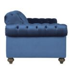 Bordeaux Button Back Blue Velvet 2 Seater Sofa - Image 9