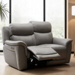 Oscar Grey Leather Power Reclining 2 Seater Sofa with Power Headrest - Image 3