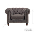 Allington Grey Fabric Chesterfield Armchair - Image 6