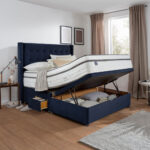 Silentnight Velvet Ottoman Divan Base with Bloomsbury Headboard in Maritime in 3 Sizes