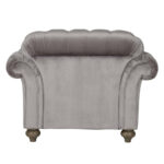 Bordeaux Button Back Grey Velvet Armchair - Image 7