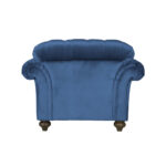 Bordeaux Button Back Blue Velvet Armchair - Image 7